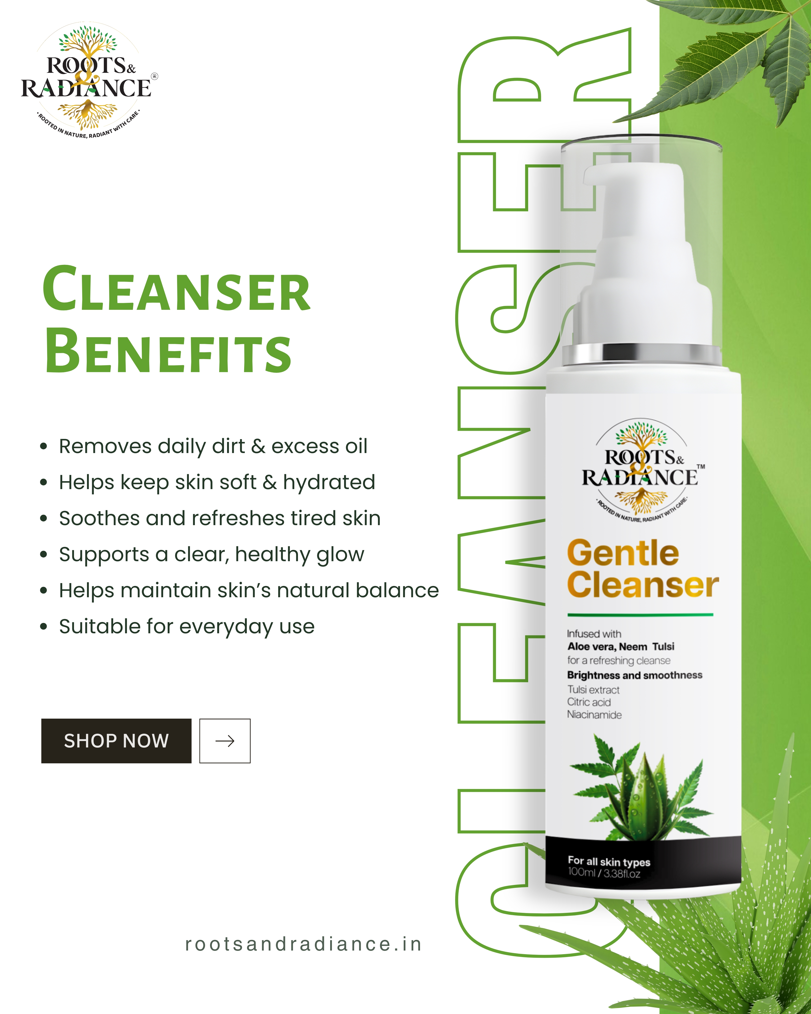Gentle Cleanser Face Wash with Niacinamide, Aloe Vera, Neem & Tulsi product image